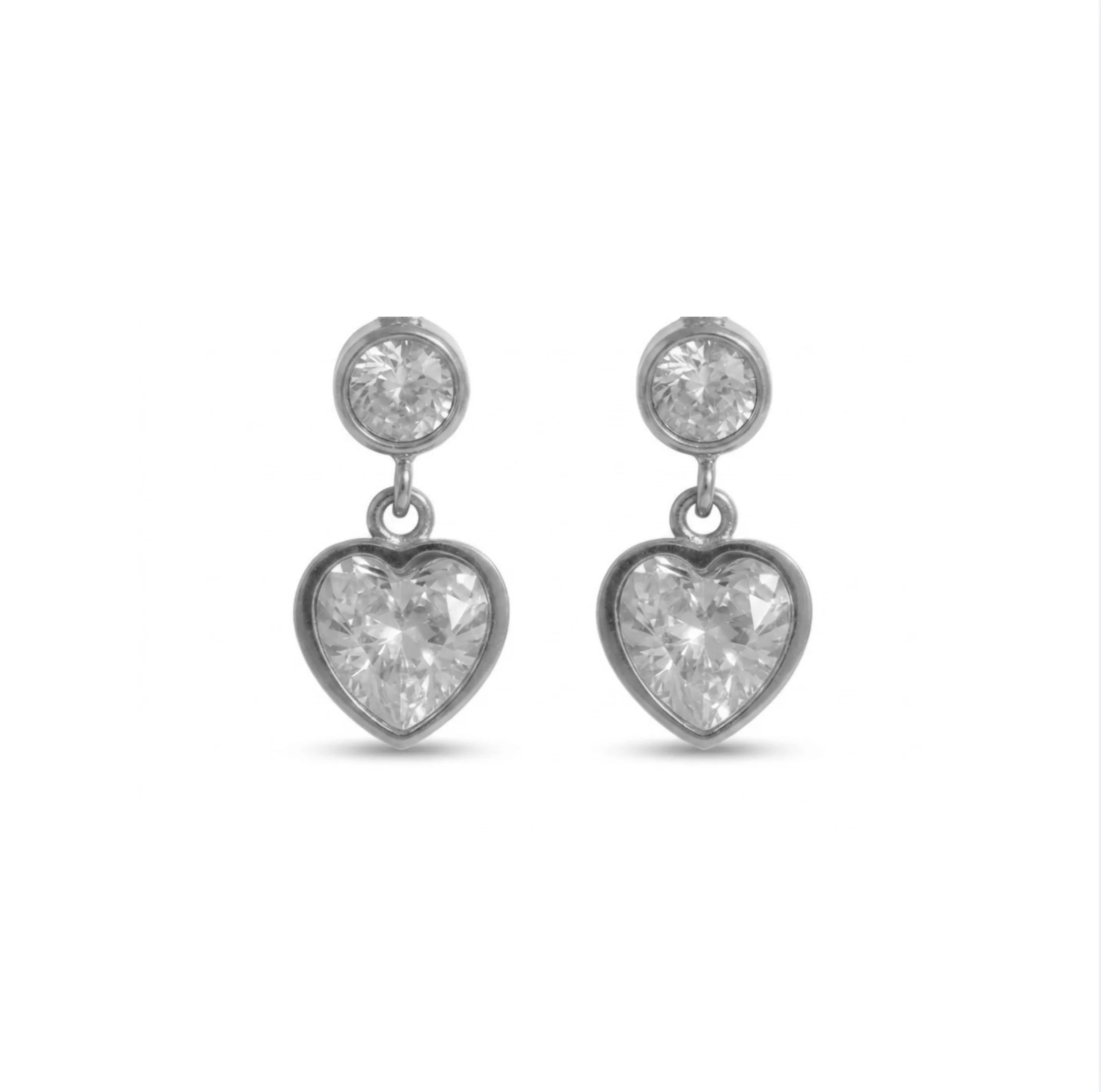 Silver Heart Dangly Studs