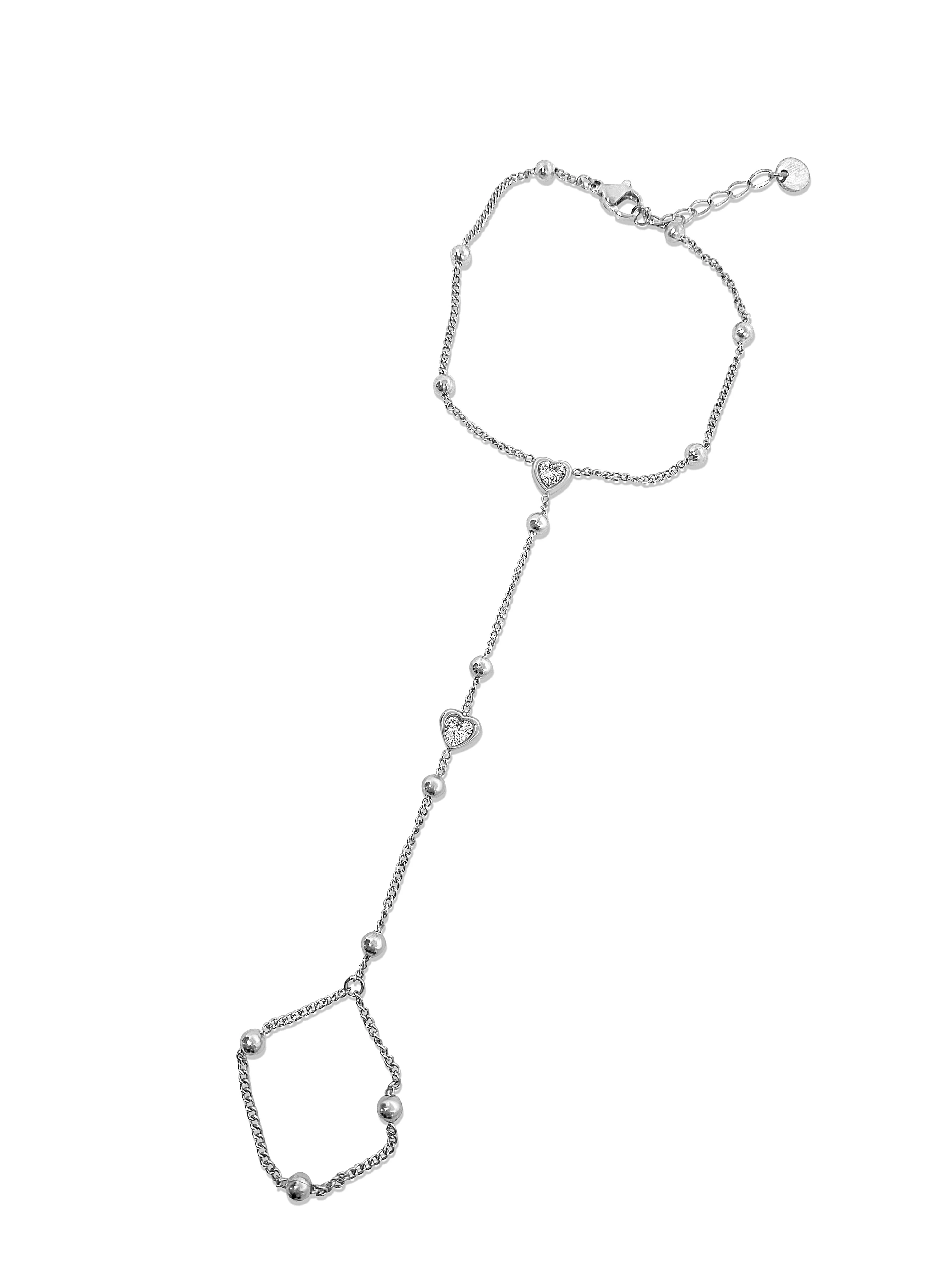 Silver Heart Hand Chain