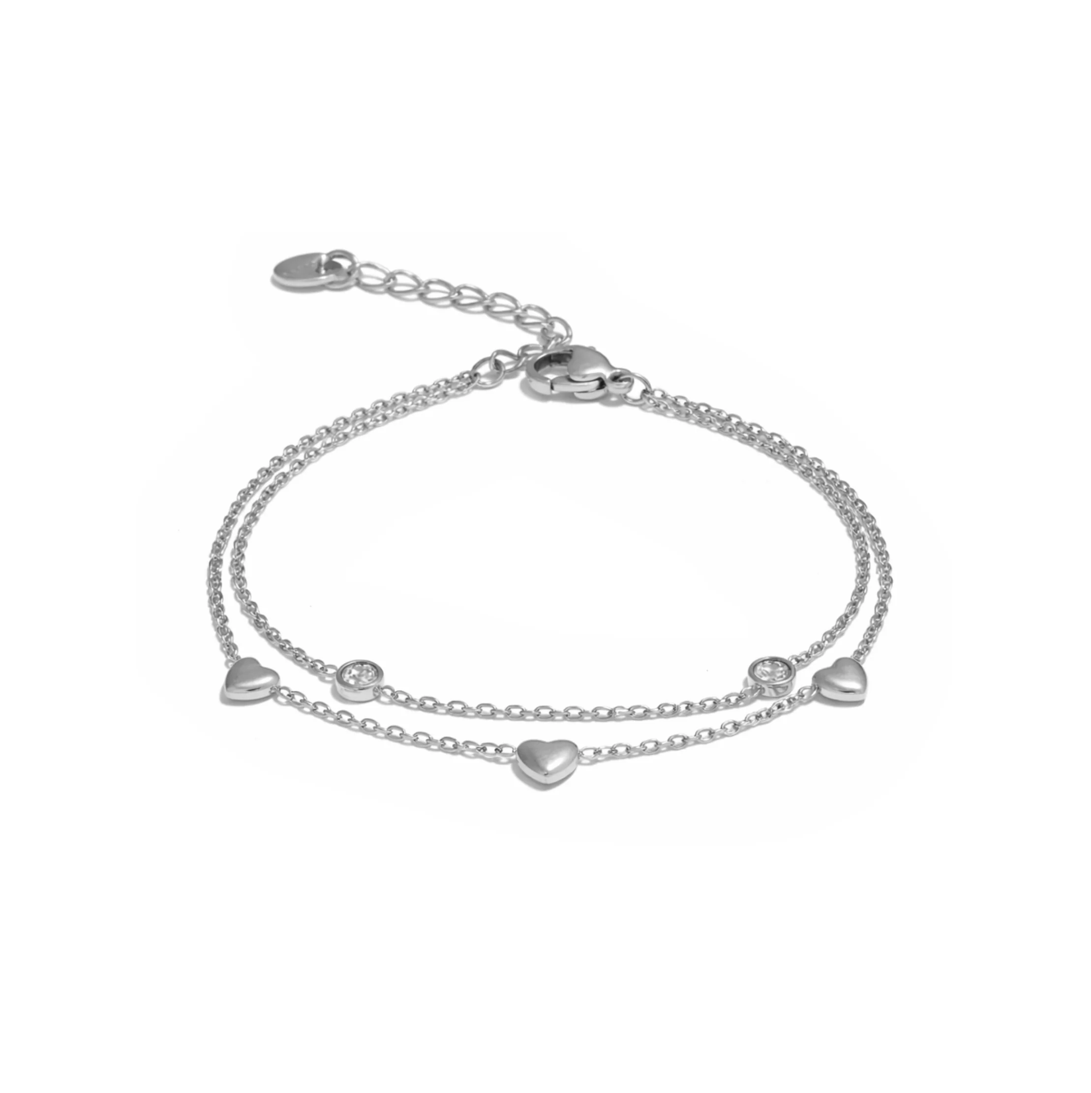 Silver Heart Layered Bracelet