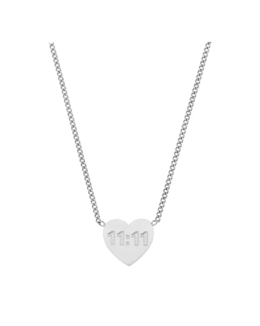 Silver Heart Shaped 11:11 Necklace