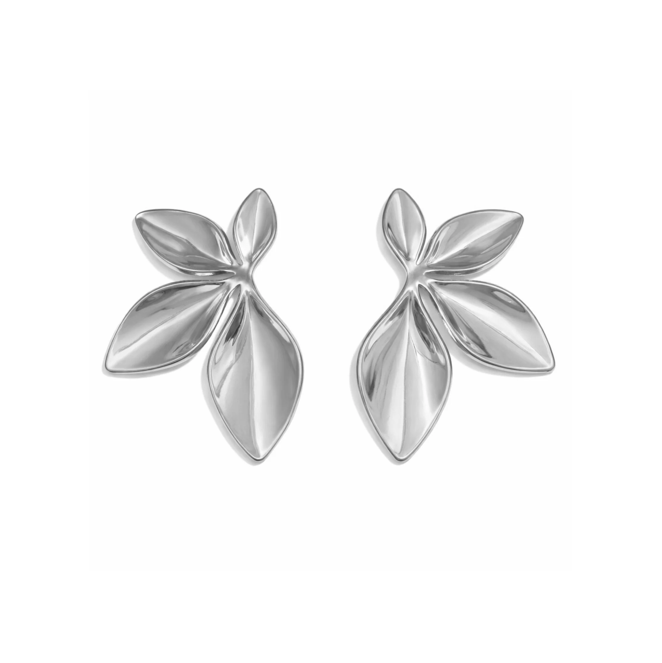 Silver Huge Flower Studs