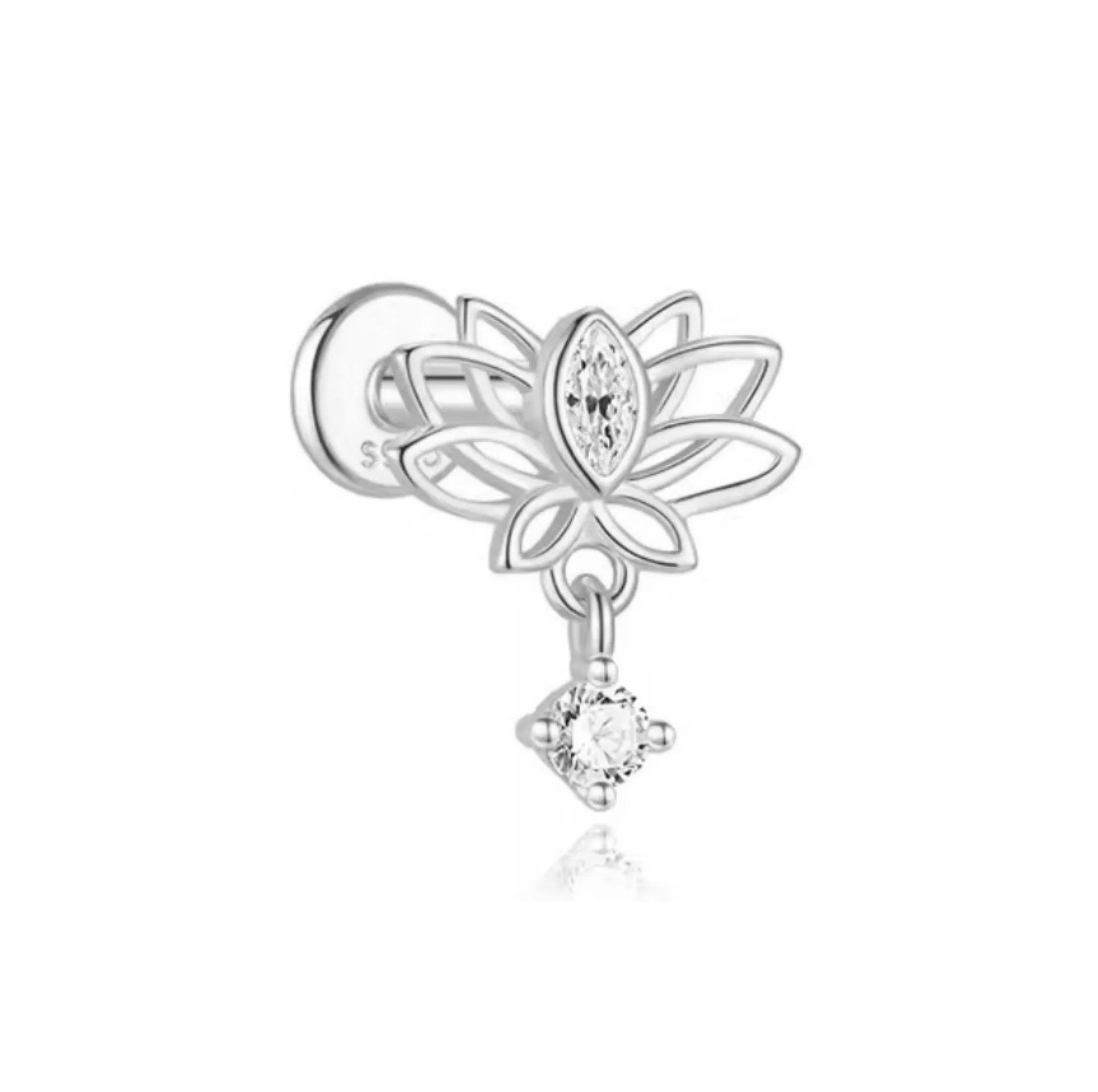 Silver Lotus Helix Stud