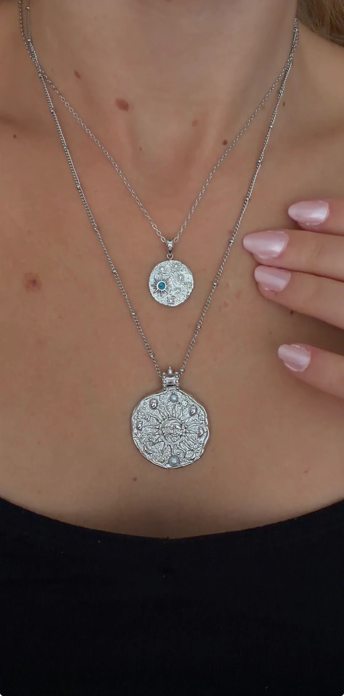Silver Turquoise Star Dainty Pendant Necklace - Image 2