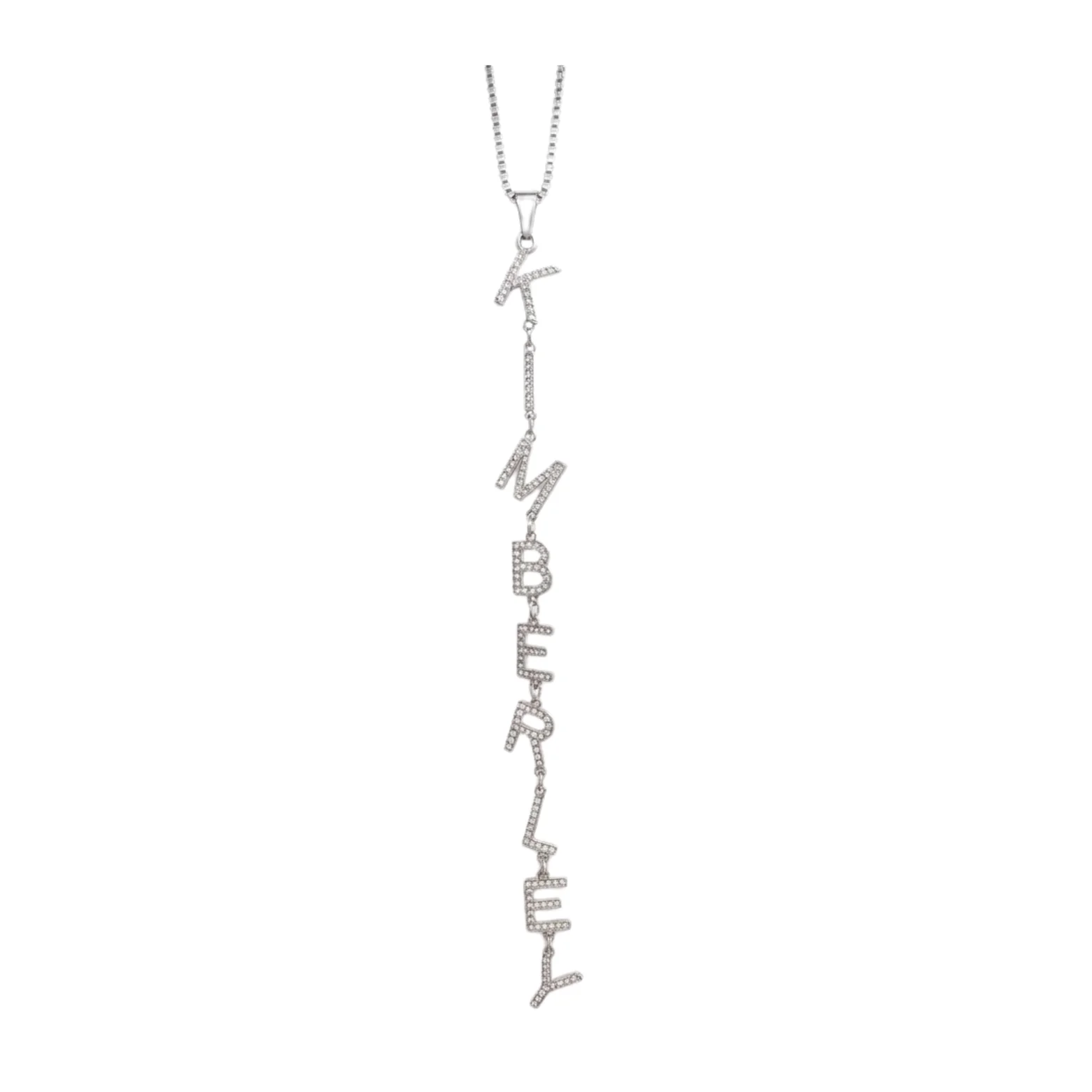 Silver Personalised Crystal Y Name Necklace