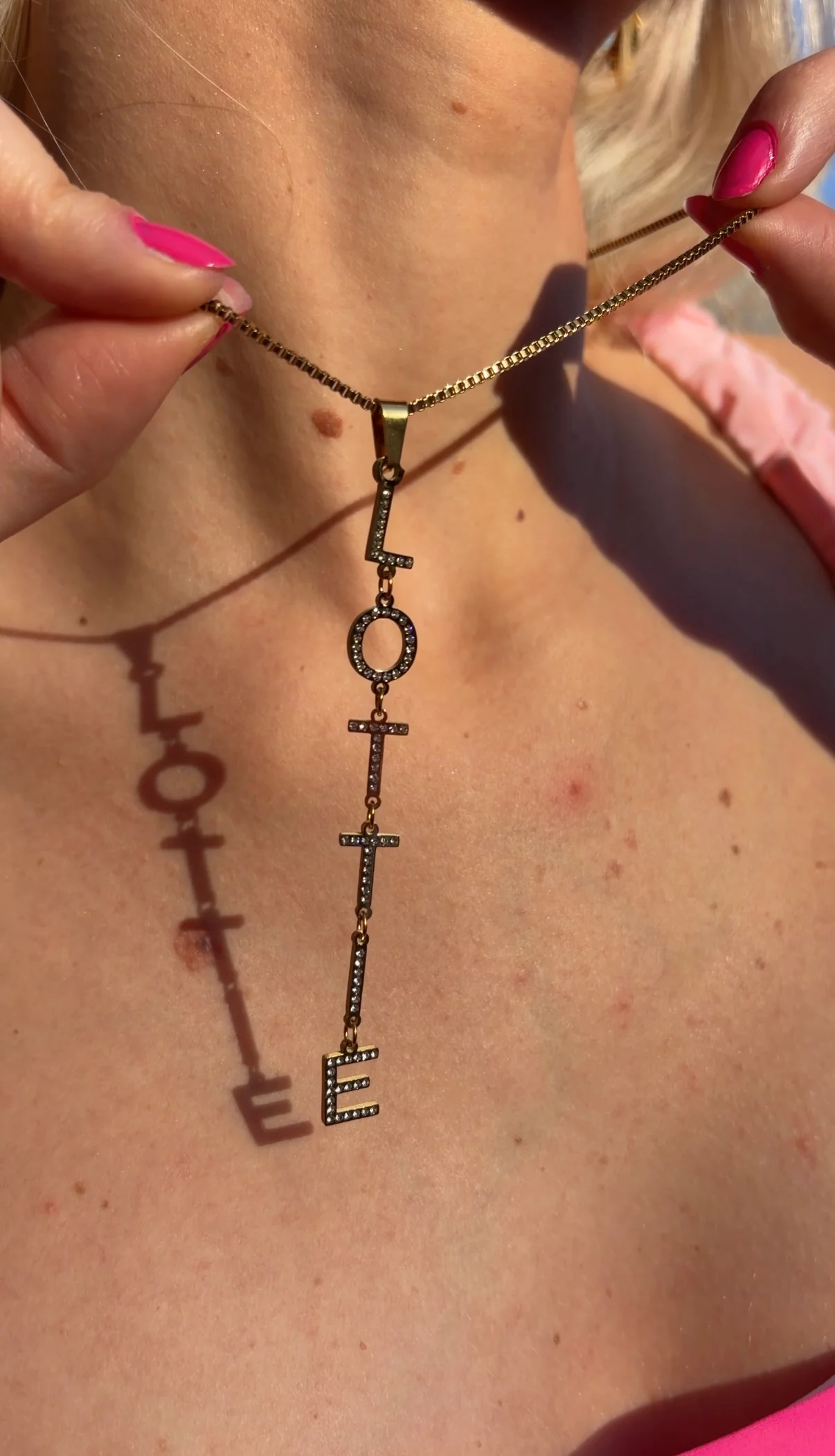 Gold Personalised Crystal Y Name Necklace - Image 13