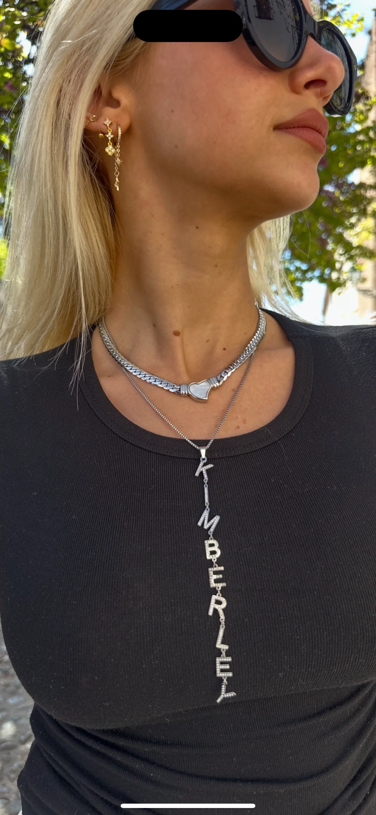 Gold Personalised Crystal Y Name Necklace - Image 2