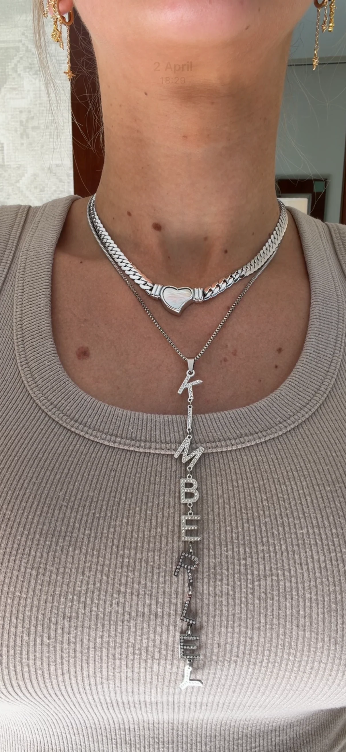 Silver Personalised Crystal Y Name Necklace - Image 7