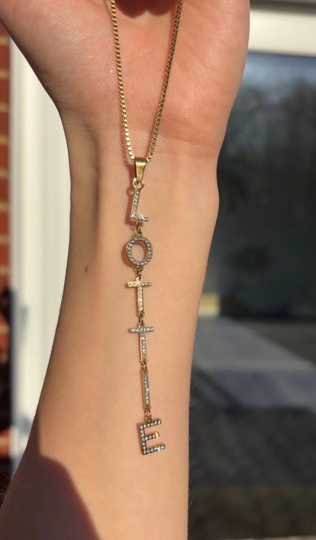 Gold Personalised Crystal Y Name Necklace - Image 12