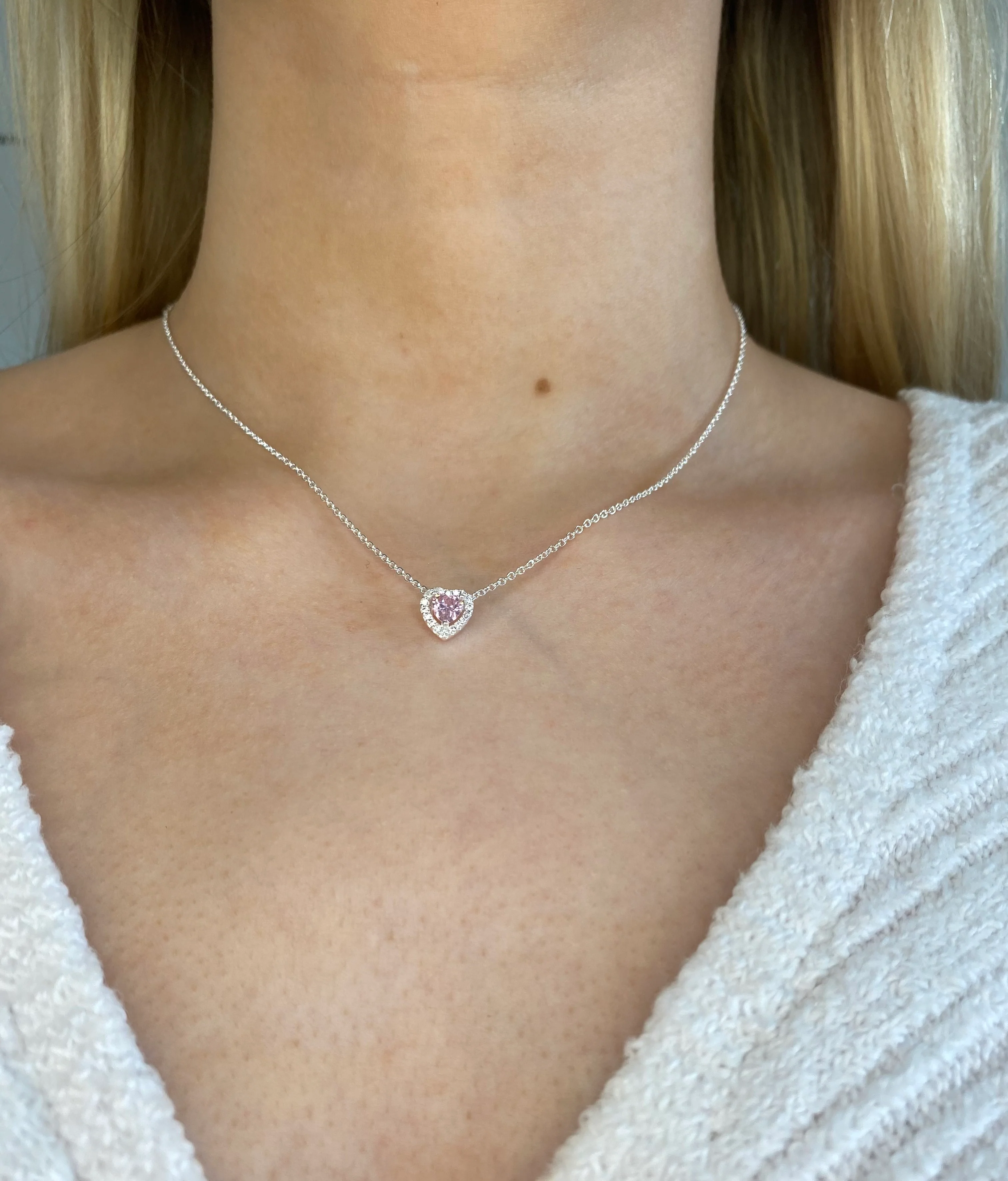 Silver Pink Dreamy Heart Necklace - Image 5