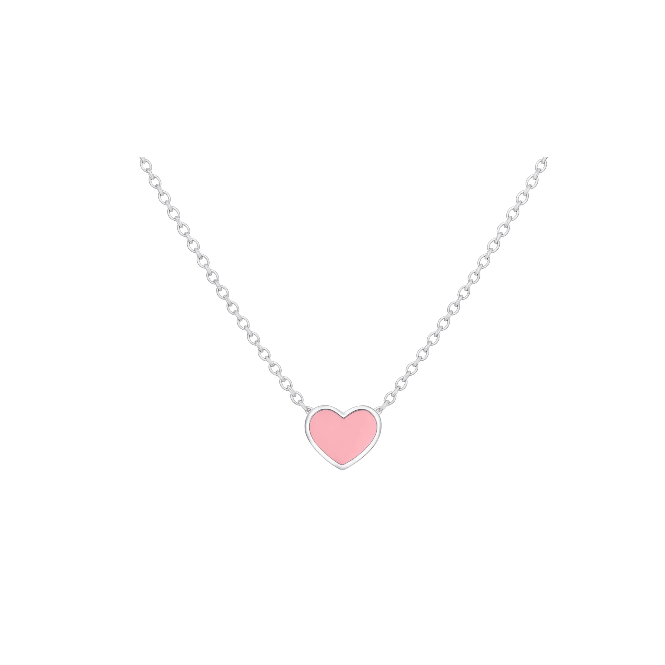 Silver Pink Small Heart Necklace