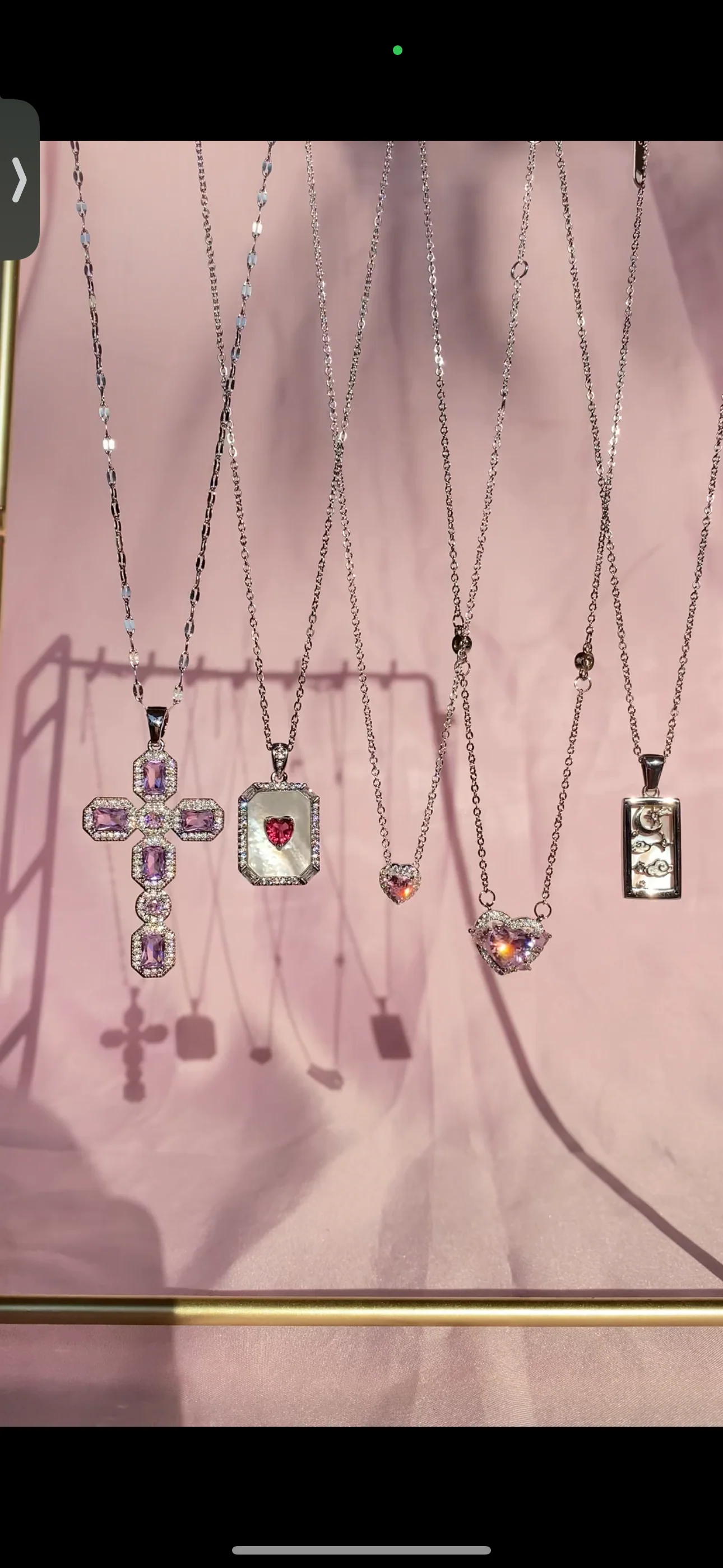 Silver Pink Marble Heart Necklace - Image 2