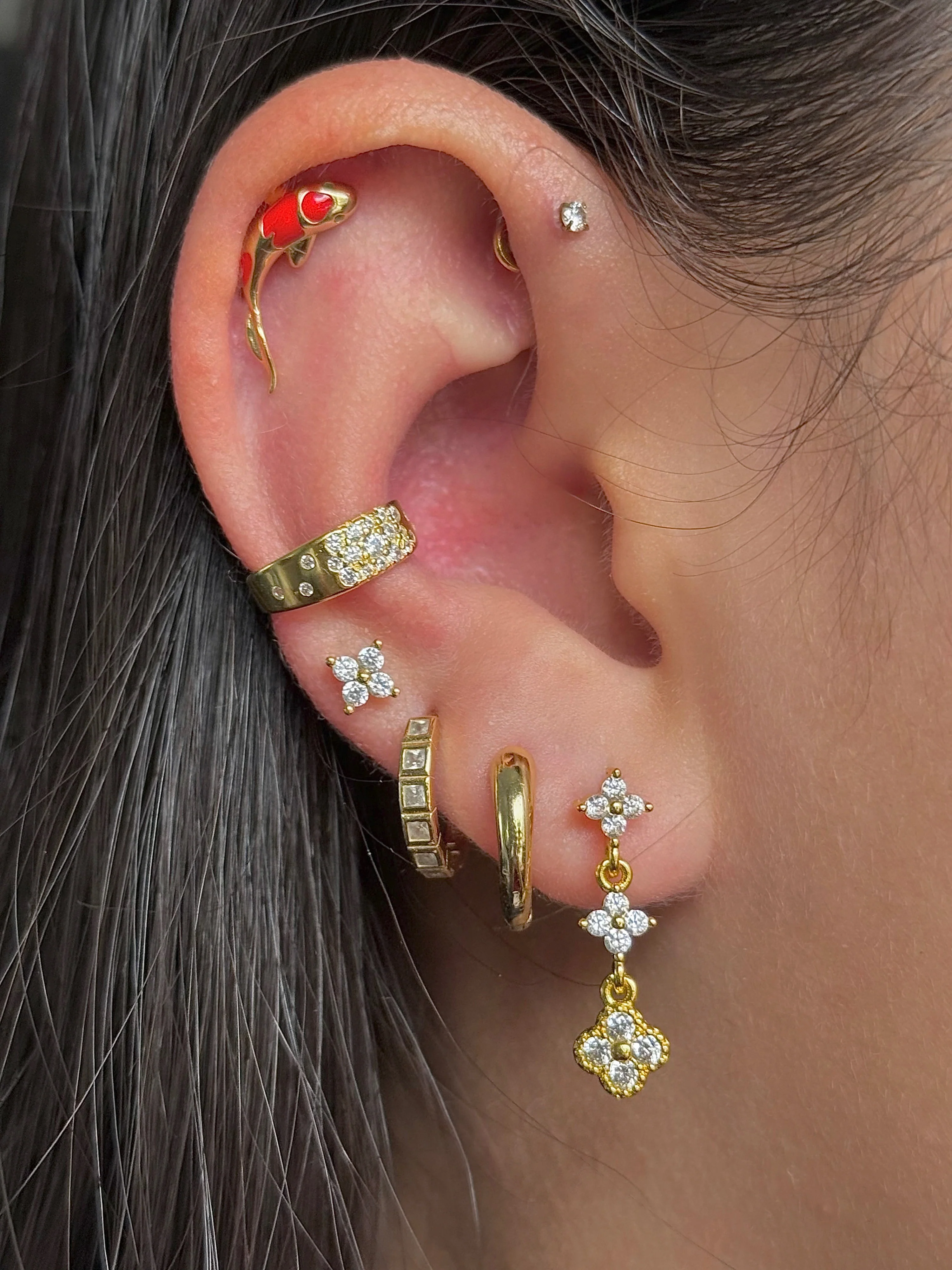 Silver Red Fish Stud - Image 3