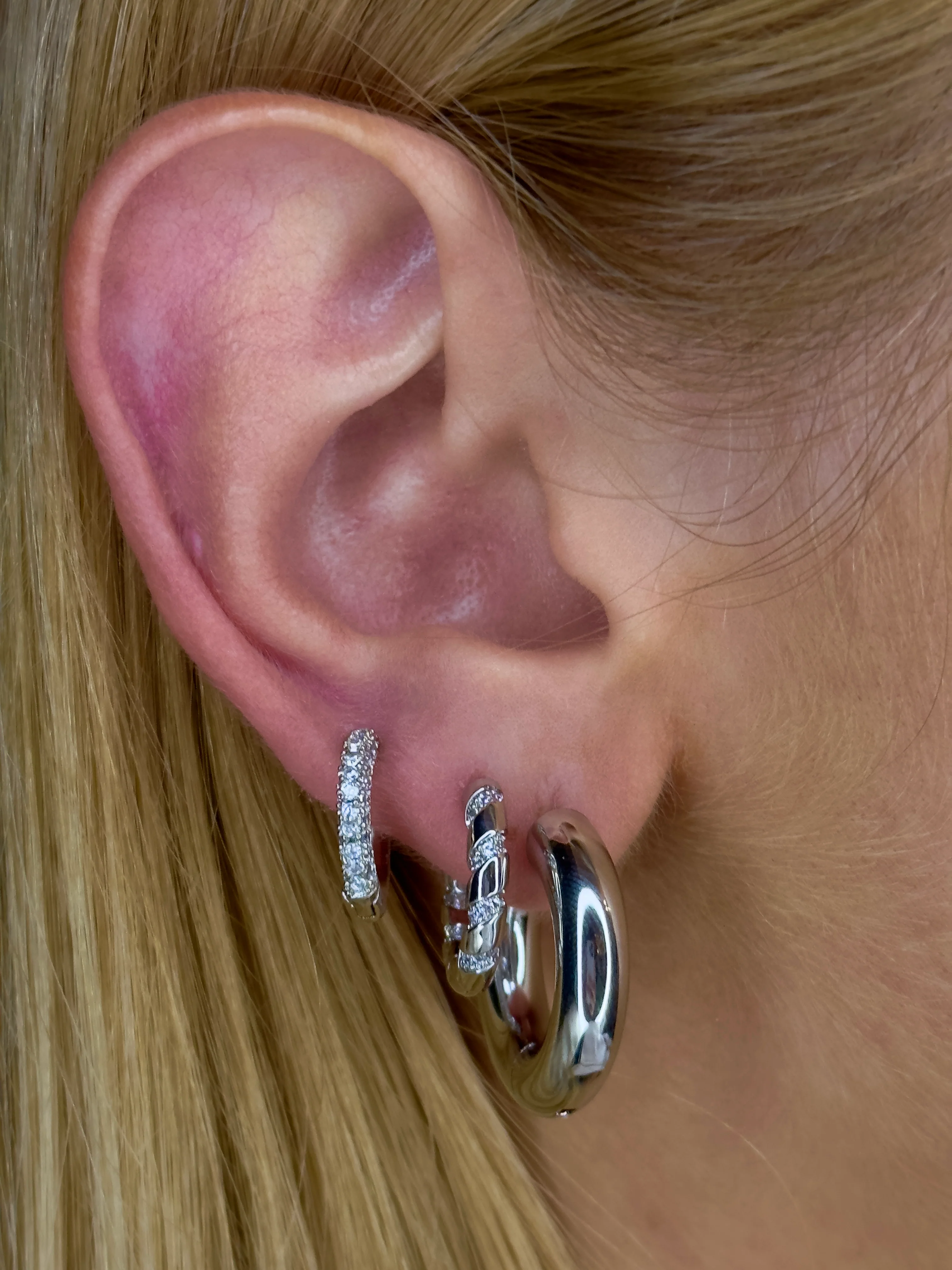 Silver Sasha Sparkly Hoops - Image 3
