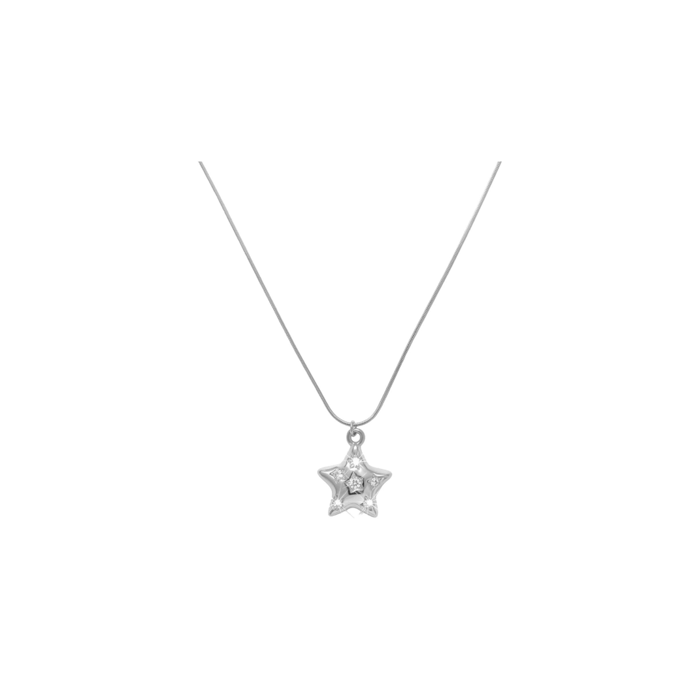 Silver Star Studded Necklace