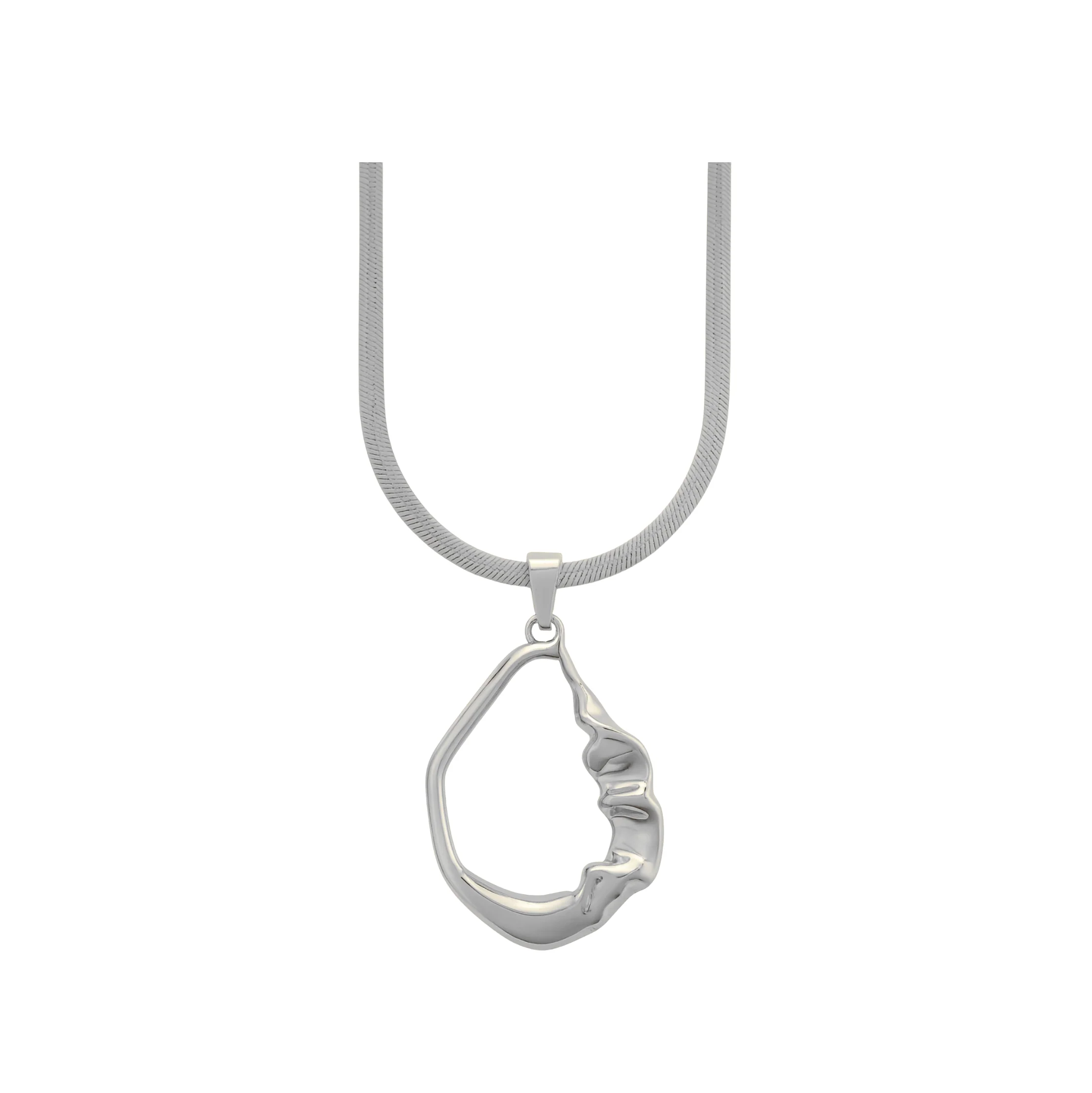 Silver Textured Circle Necklace