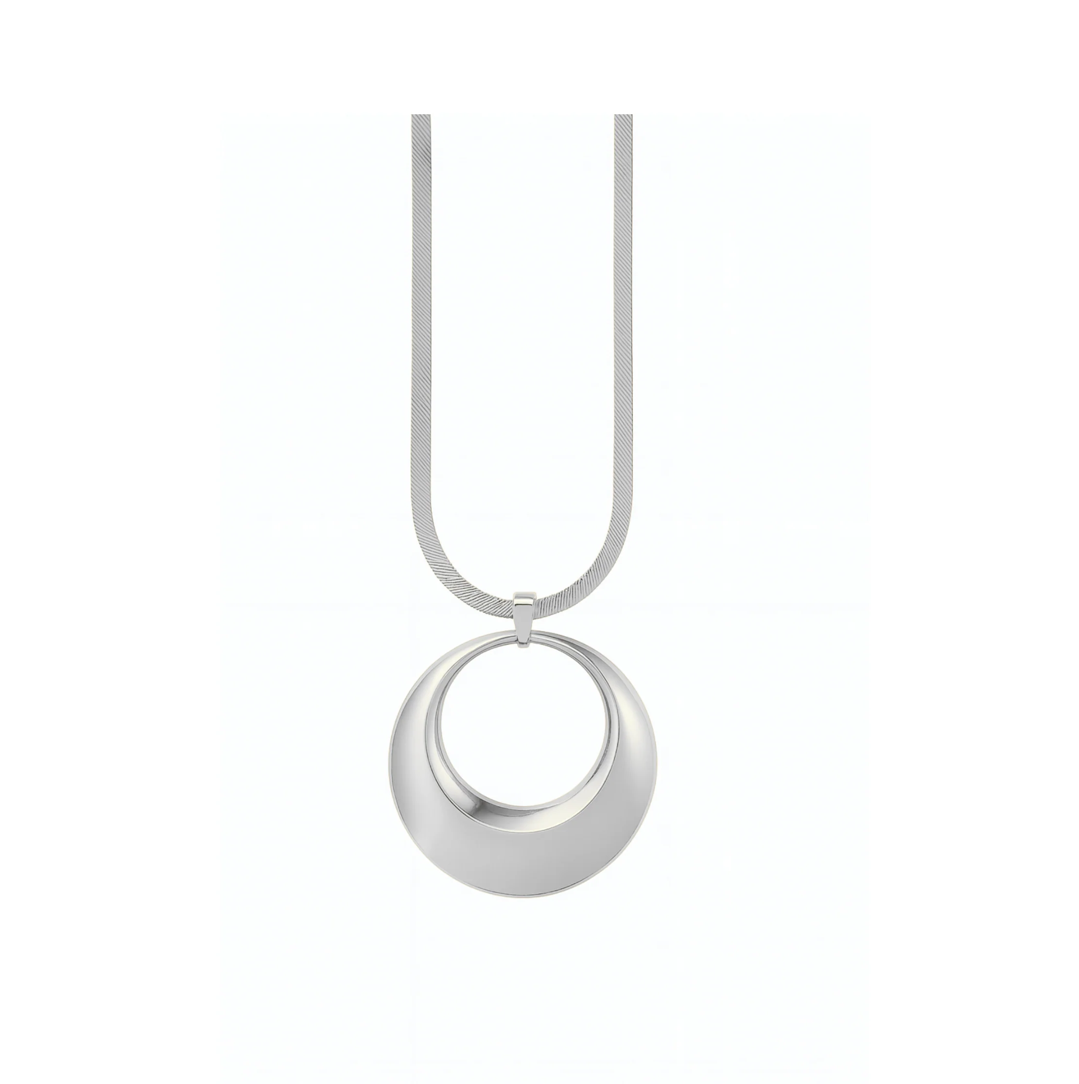 Silver Thick Circle Necklace
