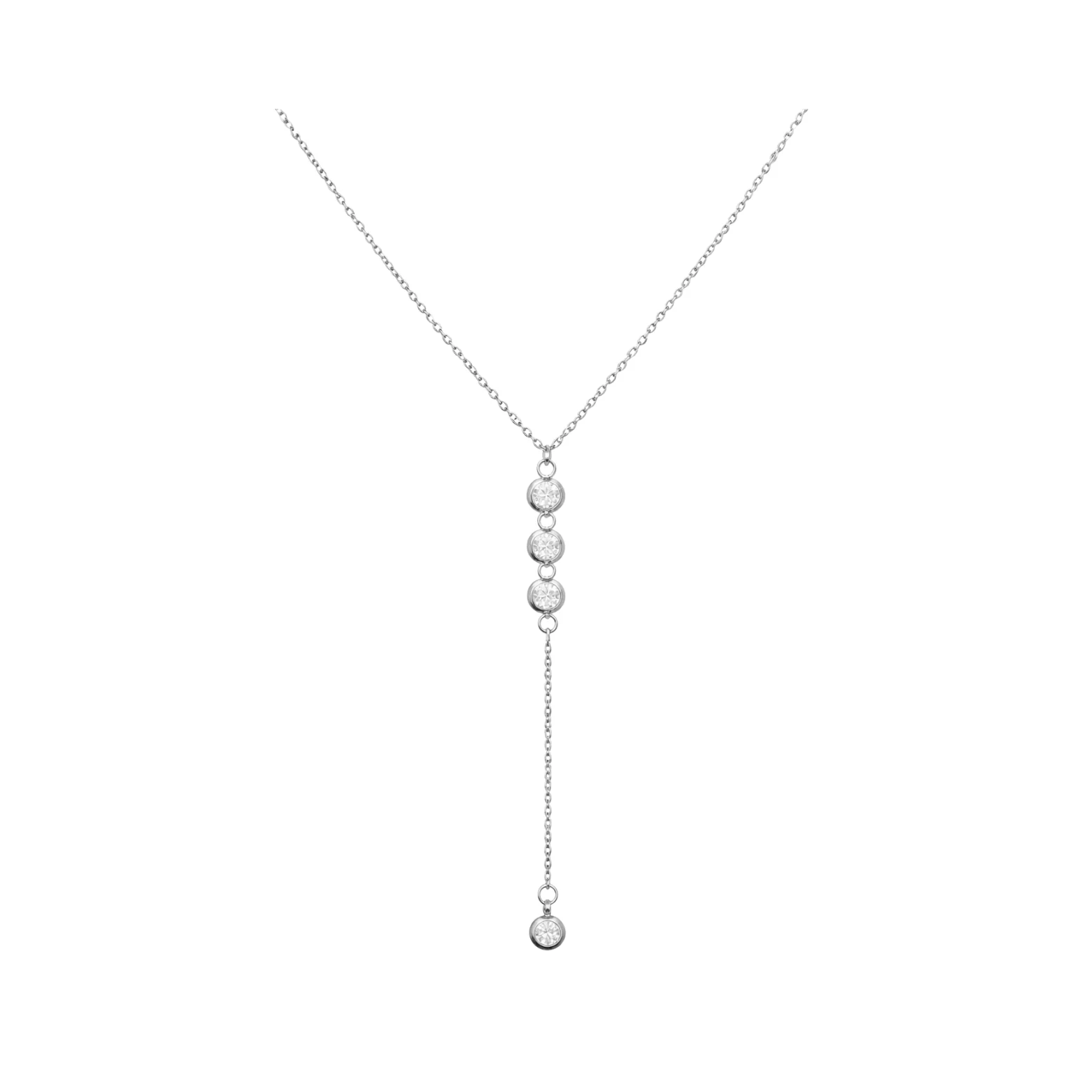 Silver Triple Ball Y Necklace