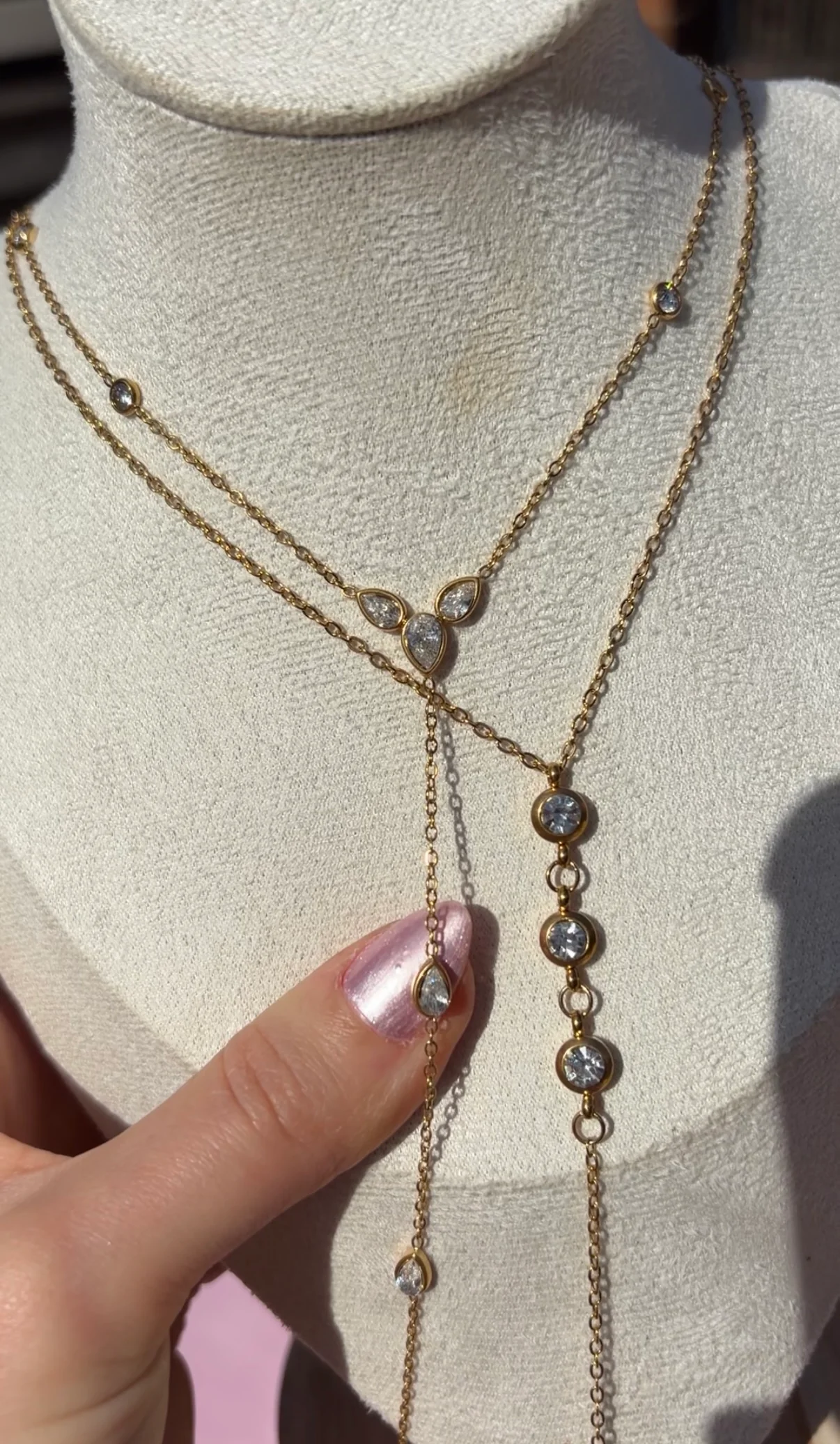 Silver Triple Ball Y Necklace - Image 4