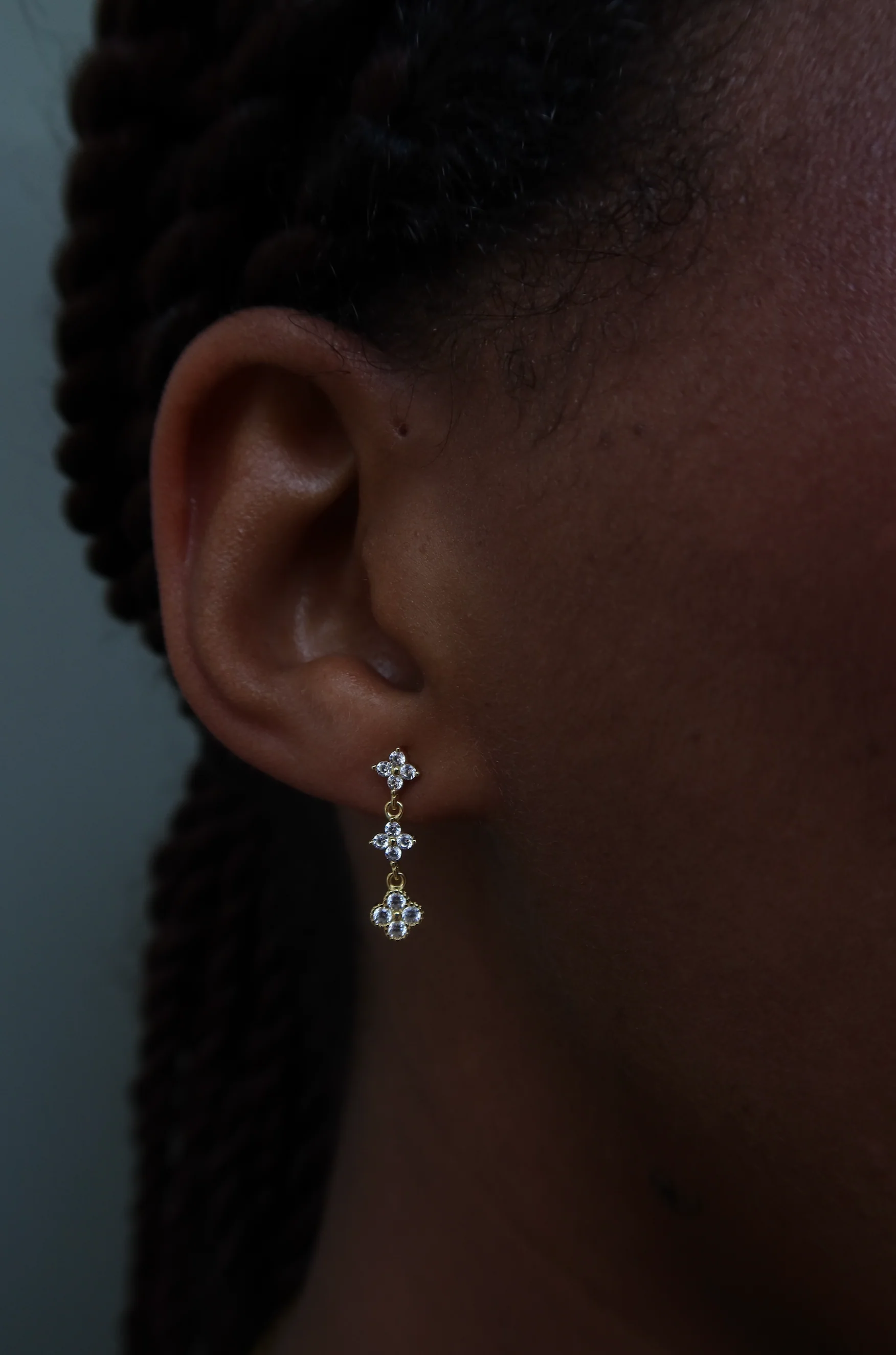 Silver Clover Dangly Studs - Image 2