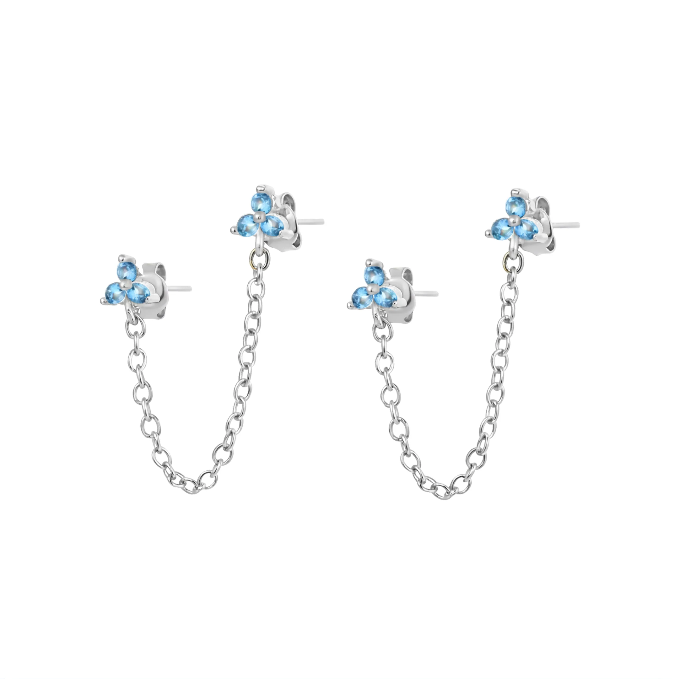 Silver Turquoise Chain Studs
