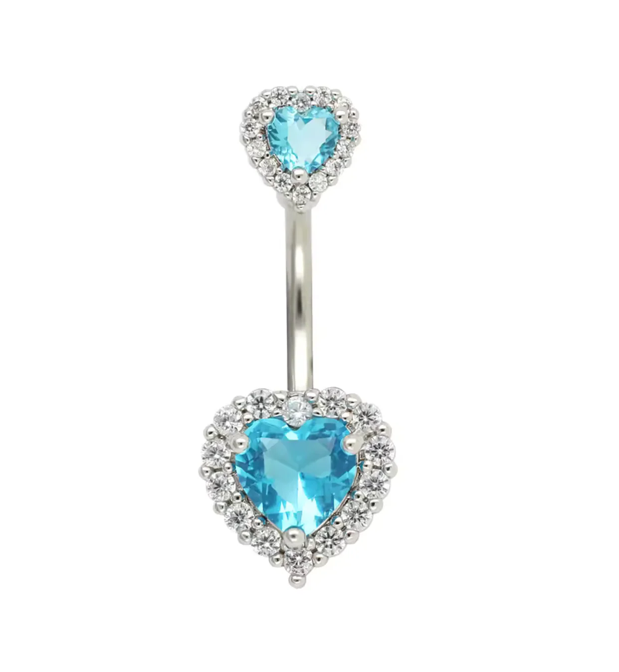 Silver Turquoise Heart Belly Bar