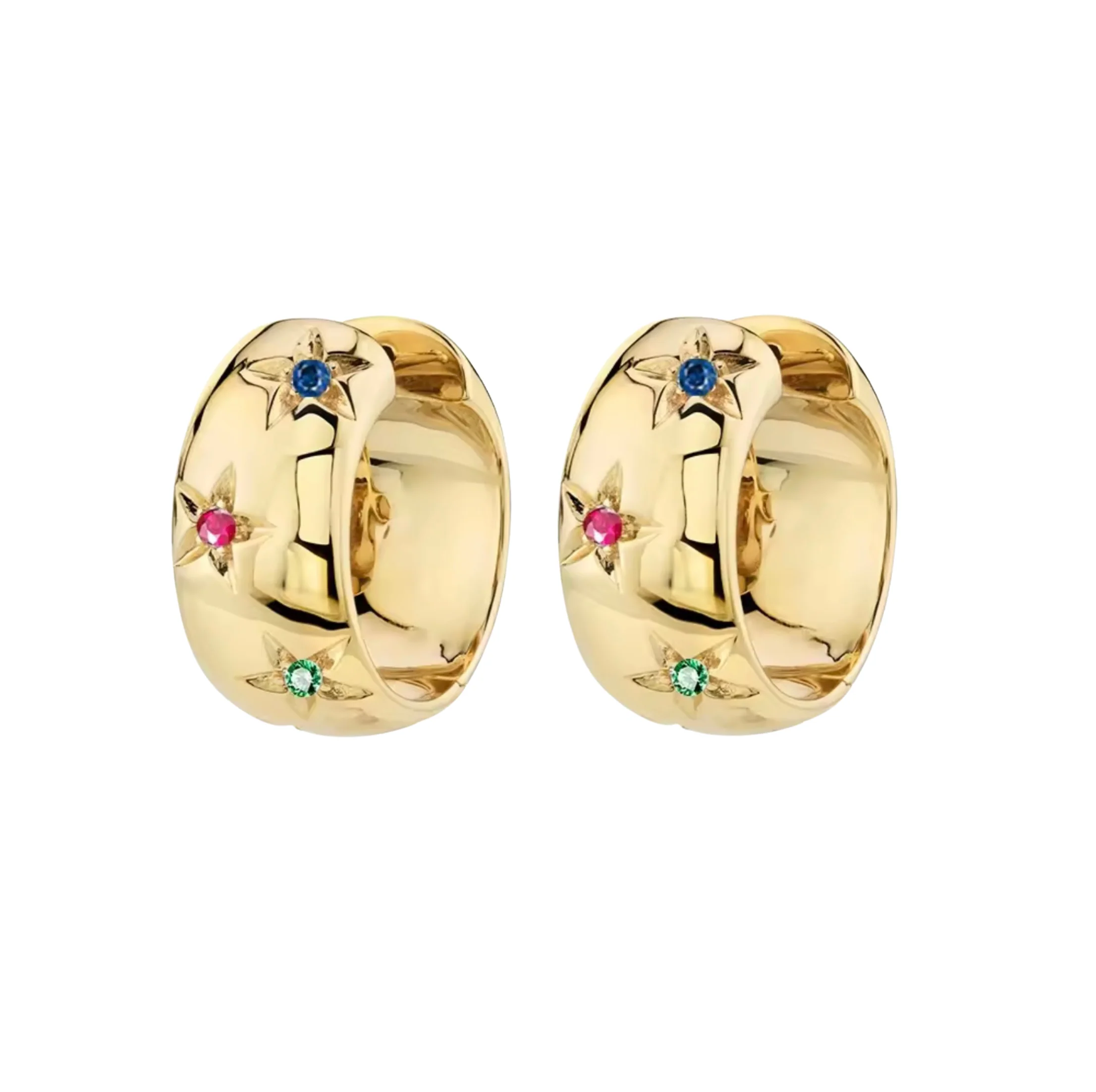 Thick Starry Gold Colourful Hoops