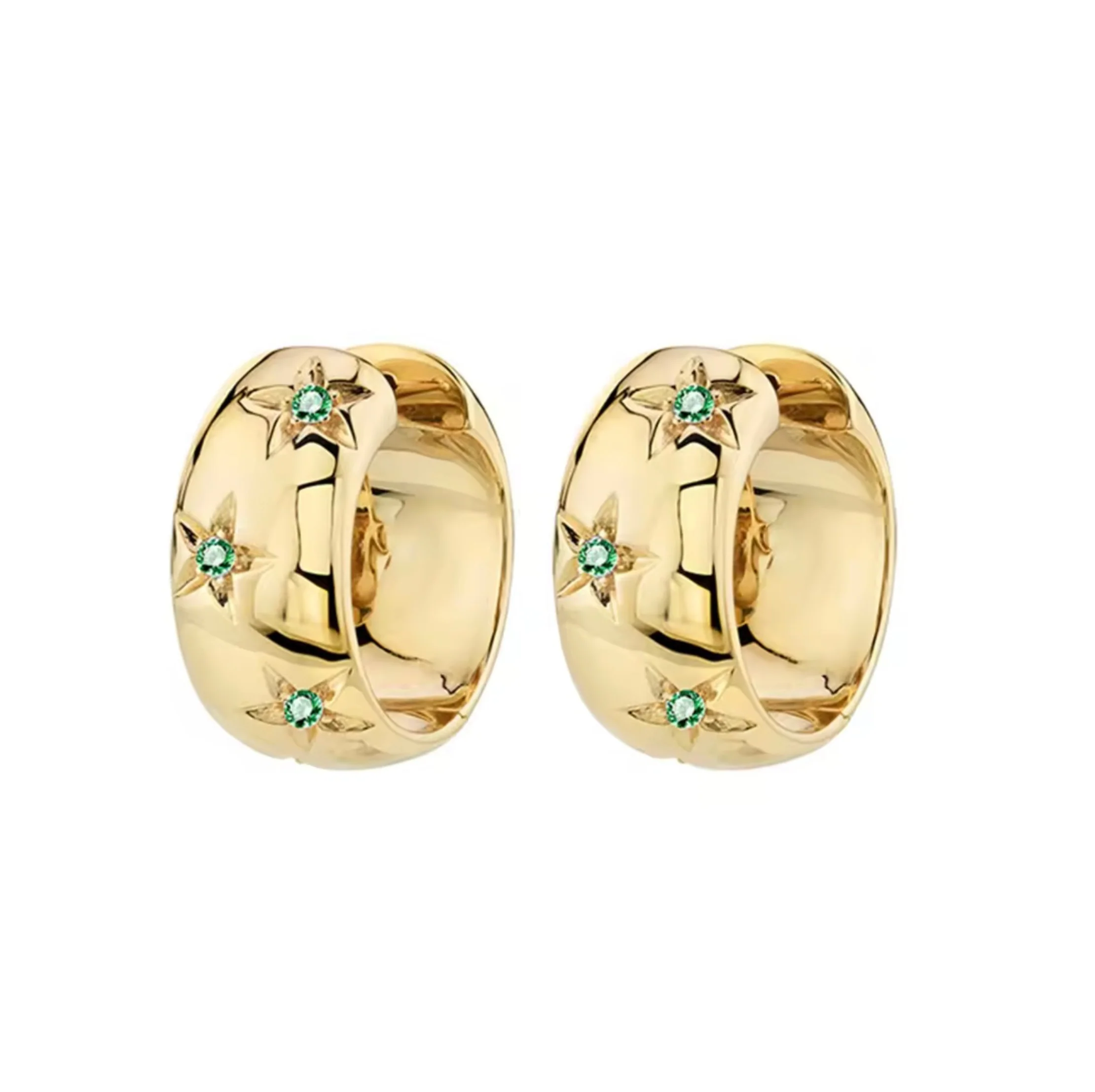 Thick Starry Gold Sage Hoops
