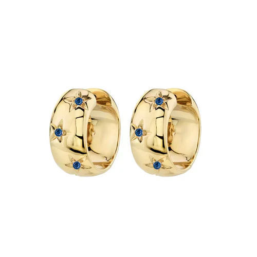 Thick Starry Navy Gold Hoops