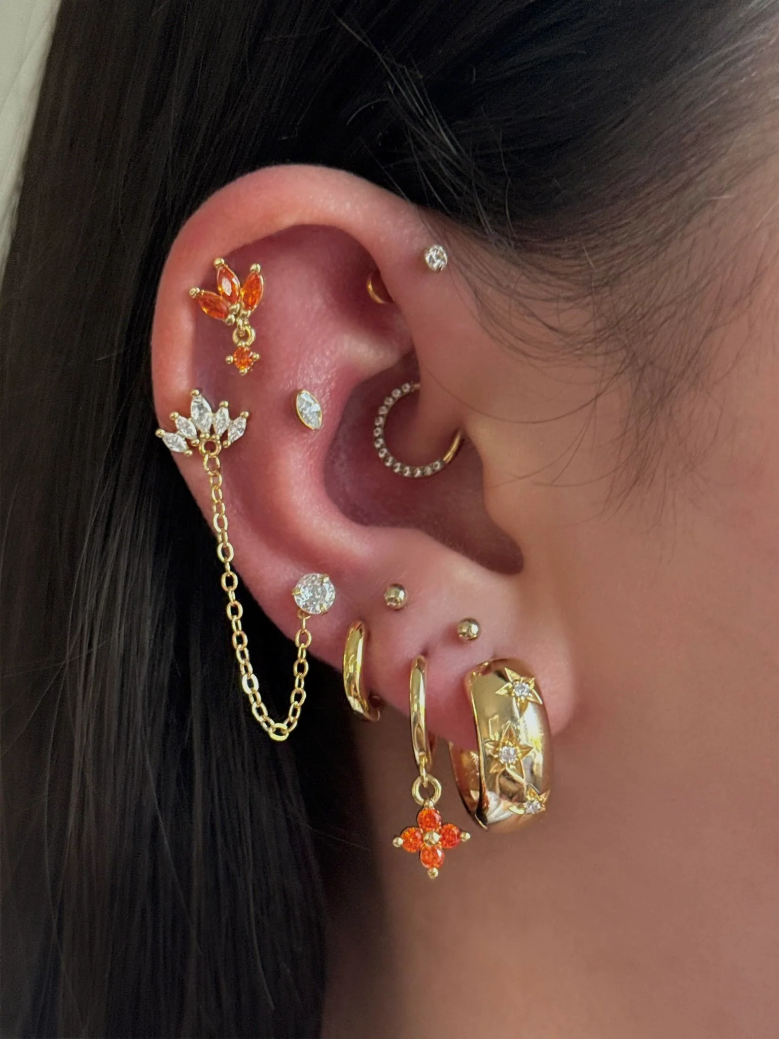 Thick Starry Silver Hoops - Image 2