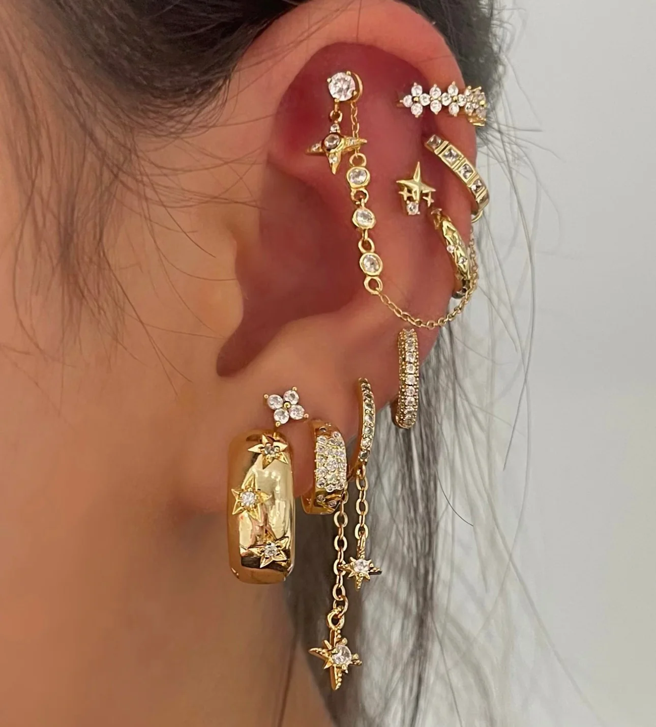 Thick Starry Silver Colourful Hoops - Image 5